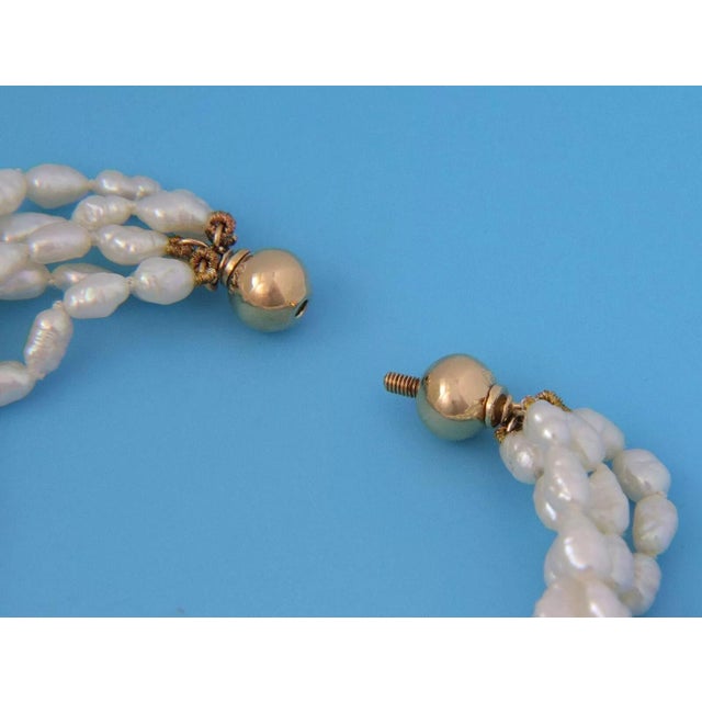Mikimoto 18k Yellow Gold Five Strand Rice Pearls Bracelet For Sale - Image 4 of 5