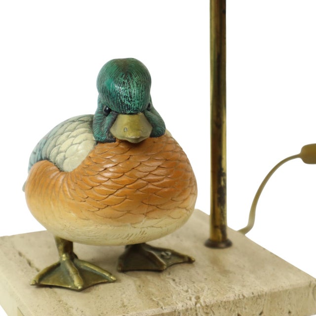 Duck Lamp in Brass, Resin and Travertine by Malevolti by Artiflex, 1970s For Sale - Image 6 of 18