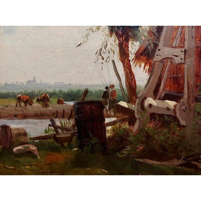 Art Nouveau 19th Century Dutch Farm Landscape - Oil Painting For Sale - Image 3 of 9