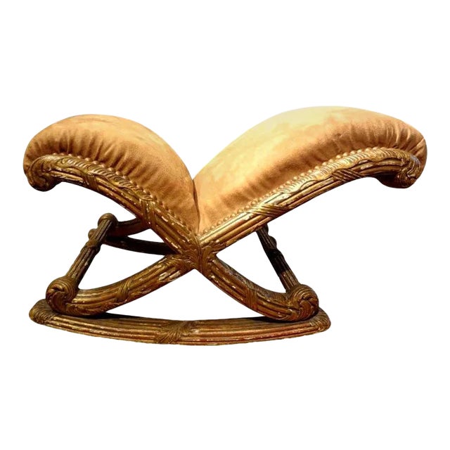 19th Century French Louis XVI Style Giltwood Footstool For Sale