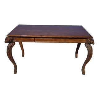 Late 20th Century Georgian-Style Carved Wood Writing Desk For Sale