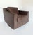 Unique, large armchairs, made in italy, entirely upholstered in brown leather with a uniform patina, and a solid wood...