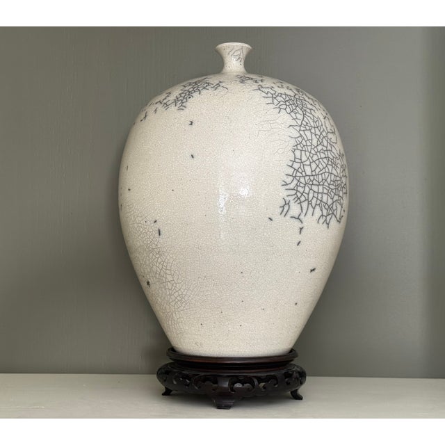 Nancee Meeker Ceramic Studio Art Raku Vase For Sale - Image 9 of 14