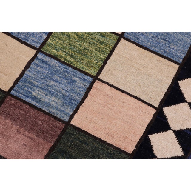 Modern Gabbeh Beige/Black Wool Rug - 4'0'' X 5'4'' For Sale In New York - Image 6 of 10