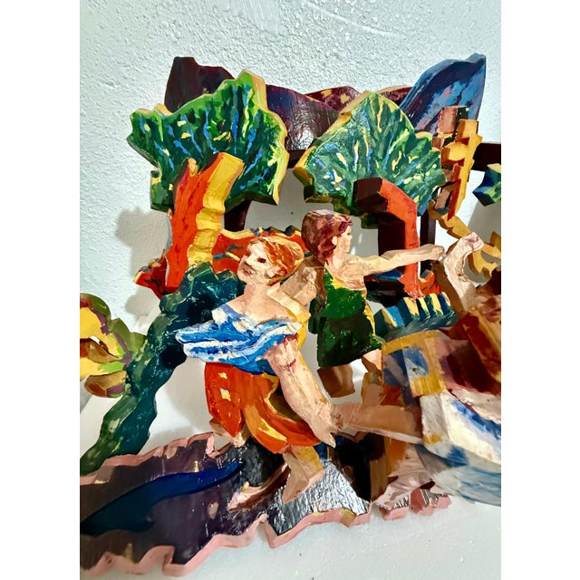 Mimi Gross, Large 3D Sculpture with Hand Painting Construction Mimi Gross Wood Assemblage, 1986 For Sale - Image 15 of 17
