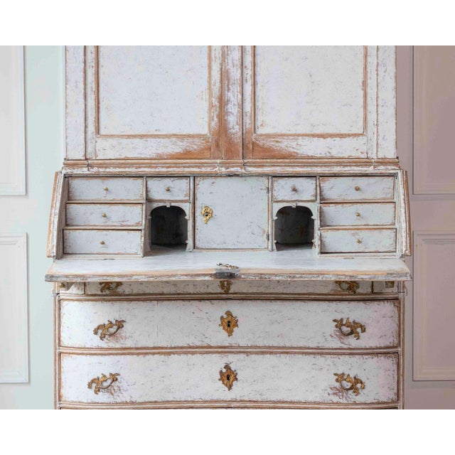 Off-white Danish 18th Century Rococo Secretary, c.1760 For Sale - Image 8 of 16
