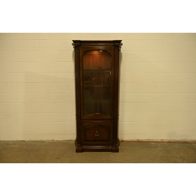 Davis Cabinet Co. French Regency Louis XVI Carved Cherry Wood Lighted Bookcase or Display Cabinet, Circa 1960s For Sale - Image 11 of 17