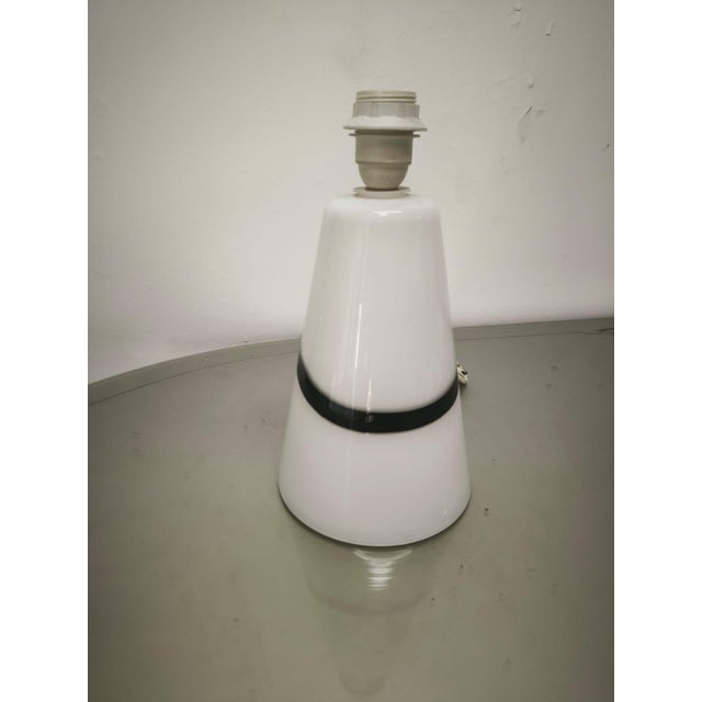 Mid-Century Modern White Murano Glass Lamp with Black Band, 1970s For Sale - Image 3 of 10