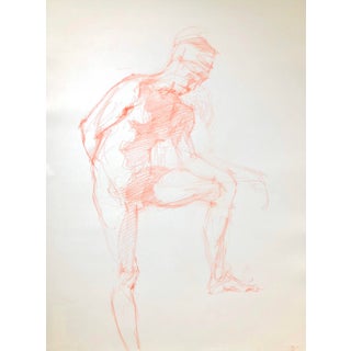 David Orrin Smith Original Red Pencil Figure Drawing "Noah, 10’ Pose 1, 10.2.20" For Sale