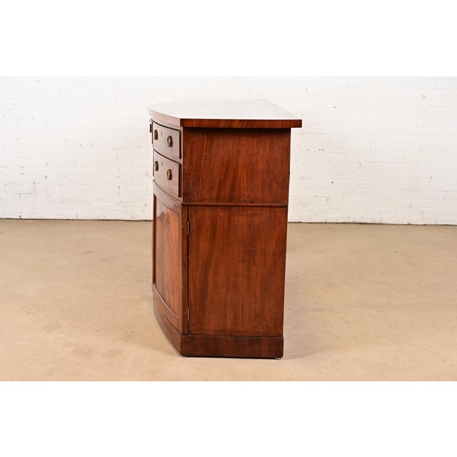 Antique English Georgian Flame Mahogany Bow Front Sideboard, Circa 1820 For Sale - Image 10 of 12