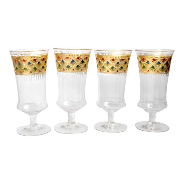 Set of 4 Venetian Murano Glass Wine Goblets For Sale