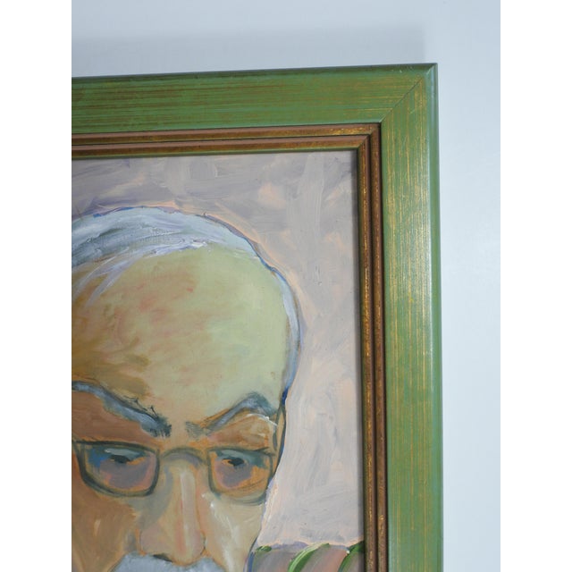 Contemporary Expressionist Portrait Painting of Man Reading For Sale - Image 4 of 6