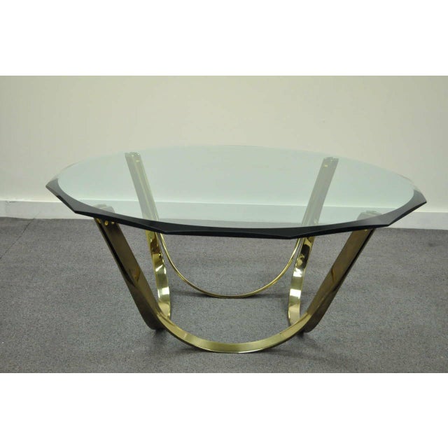 1970s MidCentury Modern Trimark Brass Plated Steel & Glass Coffee Table Chairish