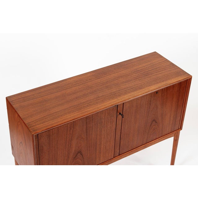 Brown Mid Century Teak Bar Cabinet With Lazy Susan by Fredrik Kayser (Attr.) For Sale - Image 8 of 13