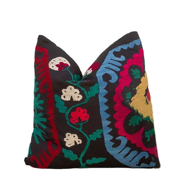 Esin Vintage Suzani Square Pillow For Sale - Image 9 of 9