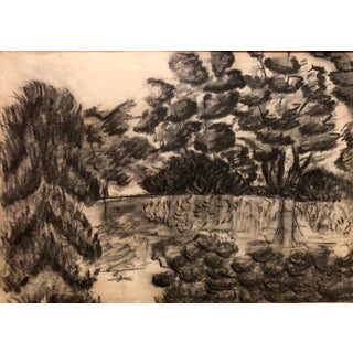 Jehudith Sobel, Modern Polish Jewish Pencil Drawing Modernist Landscape, 1960 For Sale