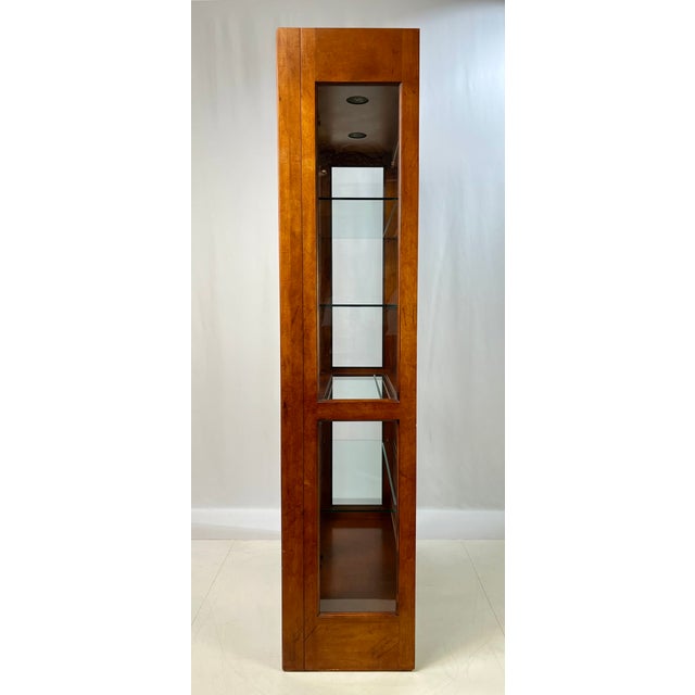 Brown Late 20th Century Hickory White Lighted Glass Curio or Display Cabinet For Sale - Image 8 of 12