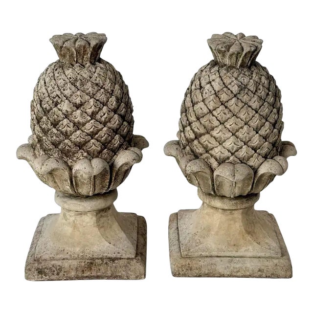 Italian Garden Stone Statuary Pineapple Finials or Copings - Individually Priced For Sale