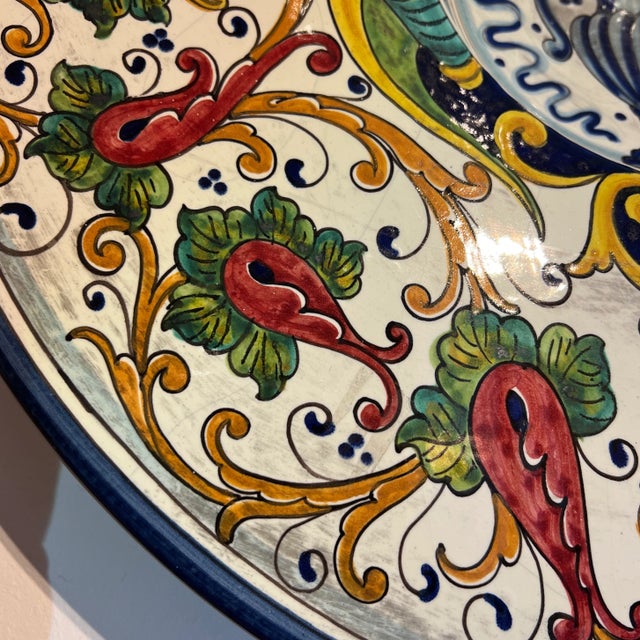 Traditional Italian Hand Painted Round Ceramic Wall Plate For Sale - Image 3 of 13