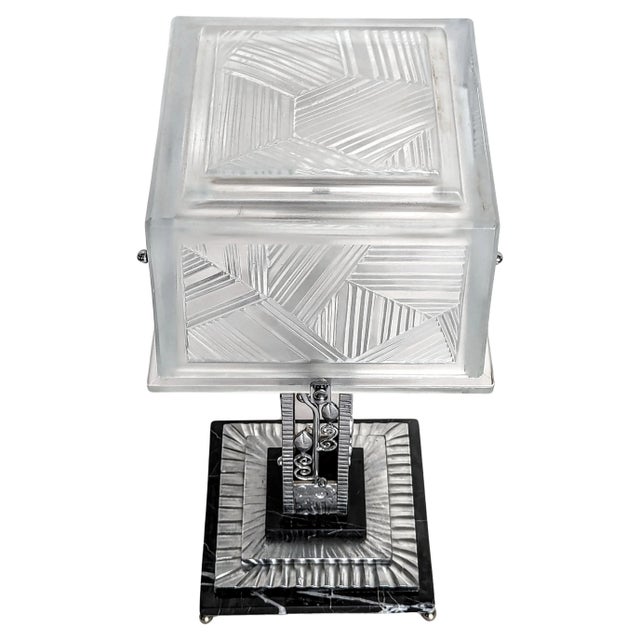 A French Art Deco Wrought Iron Table Lamp Singed by Sabino For Sale In New York - Image 6 of 10