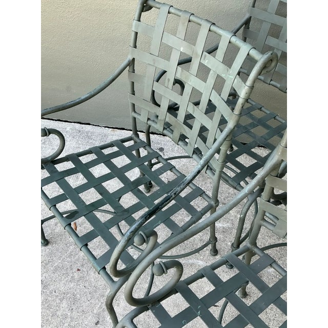 Brown Jordan Vintage Brown Jordan “Florentine” Scroll Arm Metal Dining Chairs - Set of Four For Sale - Image 4 of 12