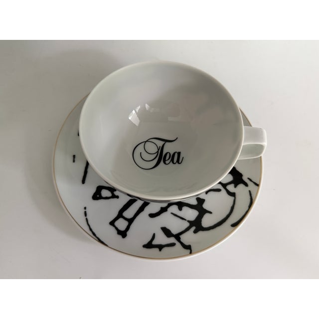 1990s Tea Art Collectors Essentials Motif No. 6 Tea Cup and Saucer by Michael Miklas and Walter Gropius for Rosenthal Studio Linie, 1990, Set of 2 For Sale - Image 5 of 6