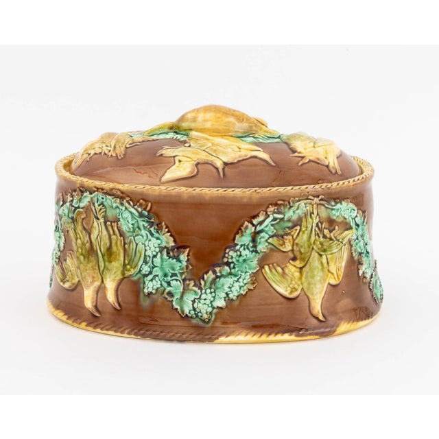 Two Polychrome Glazed Ceramic Game Pie Dishes, one English majolica oval tureen with liner and one Portuguese ceramic...
