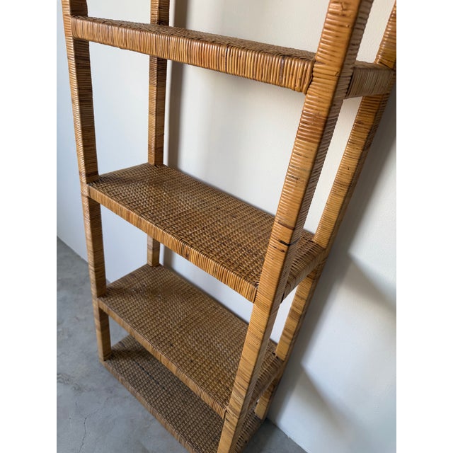 Vintage Coastal Boho Rattan-Wrapped Five-Tier Étagère For Sale - Image 12 of 14