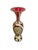 An elegant Bohemian antique cut glass vase featuring rich cranberry color, white overlay, three hand-painted enamel floral...
