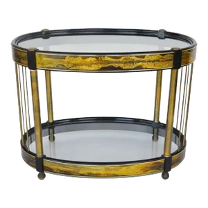 Table Brass Acid Etched by Bernhard Rohne for Mastercraft, 1970s