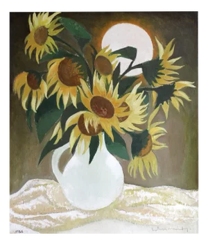 Laimdots Murnieks, Sunflowers, 1990, Oil on Cardboard