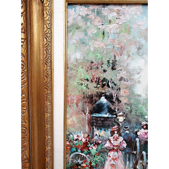 Mid 20th Century Mid 20th Century French Parisian Scene Framed Oil Painting by J. Gaston For Sale - Image 5 of 14
