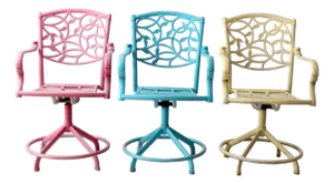 Set of 3 Vintage Metal Swivel Patio Chairs