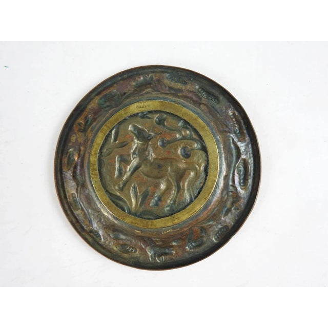 Lime Vintage Lime Green Chinese Repousse Horses Enamel Box and Dish For Sale - Image 8 of 11