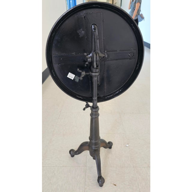 Restoration Hardware Cast Iron Adjustable Height Tilt Top Side Table Pedestal For Sale - Image 9 of 10