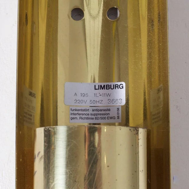 Brass and Glass Wall Light or Sconce from Glashütte Limburg, 1970s For Sale - Image 3 of 7