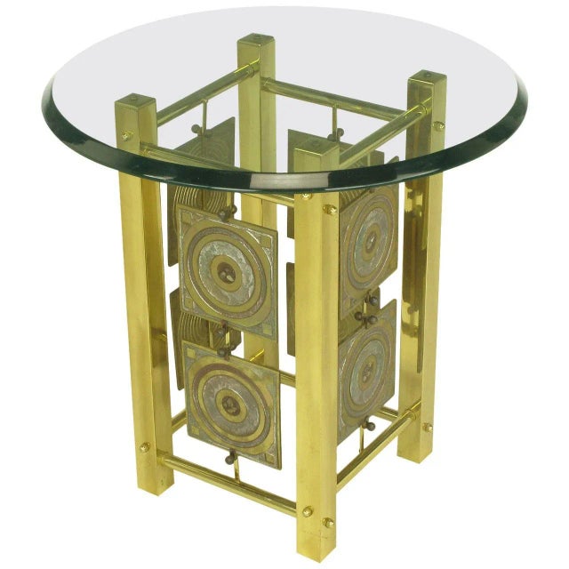 Postmodern Enameled Brass Panel Studio Side Table For Sale - Image 11 of 11