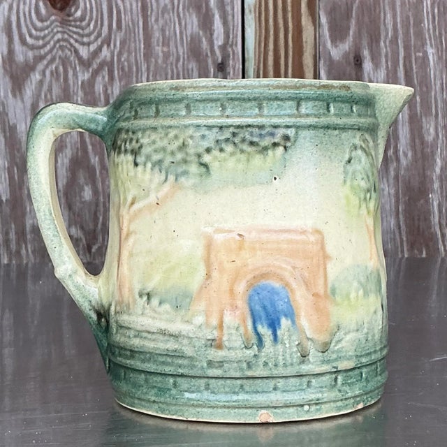 Roseville Pottery Vintage Boho Roseville Ceramic Milk Pitcher For Sale - Image 4 of 6