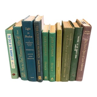 Vintage Late 20th Century Green Books - Set of 10 For Sale