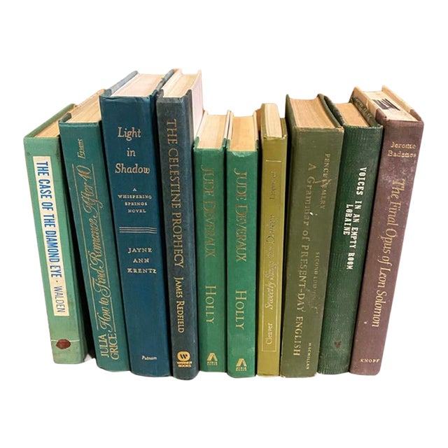 Vintage Late 20th Century Green Books - Set of 10 For Sale