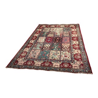 8 Ft × 11 Ft Bakhtiari Style Garden Panel Area Rug, Vintage For Sale