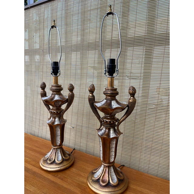 Mid-Century Modern A Pair of Hollywood Regency Neoclassical Revival Style Trophy Table Lamps. Circa 1960s For Sale - Image 3 of 18