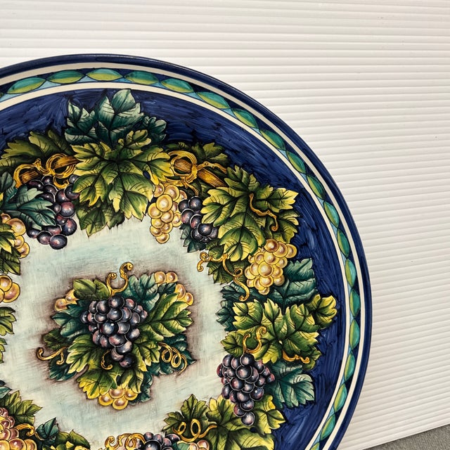 Blue Ceramiche Grape Majolica Grande Piatto For Sale - Image 8 of 12