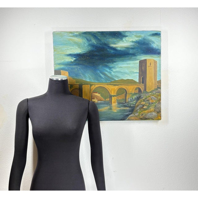 Realism Stephen LeBailly Signed Original Oil – "San Martin Bridge, Toledo, Spain" (24x20) For Sale - Image 3 of 8