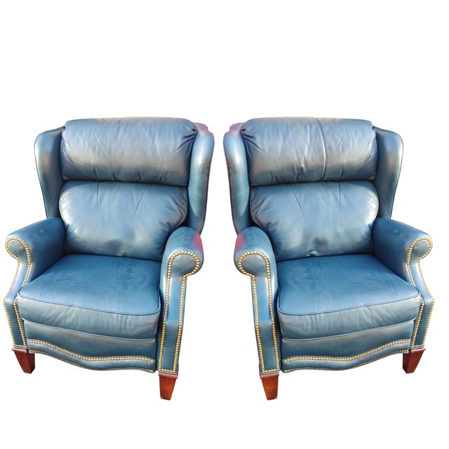 Cerulean Experience Unmatched Comfort: A Pair of MotionCraft Full Grain Leather Recliners For Sale - Image 8 of 11