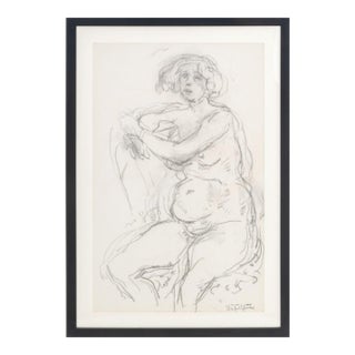 Manfred Schwartz Nude Woman Study Charcoal For Sale