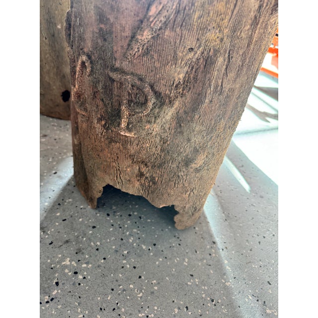 Brown Pair of French Mid 20th Century Faux Bois Stone Stools For Sale - Image 8 of 12