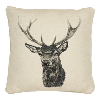 Country Linen Stag Piped Tapestry Cushion With Feather Filler - 45x45cm (18"x18") For Sale