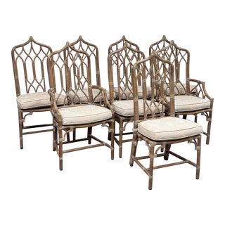 Vintage McGuire Furntiure Cathedral Dining Room Chairs, Set of Eight For Sale