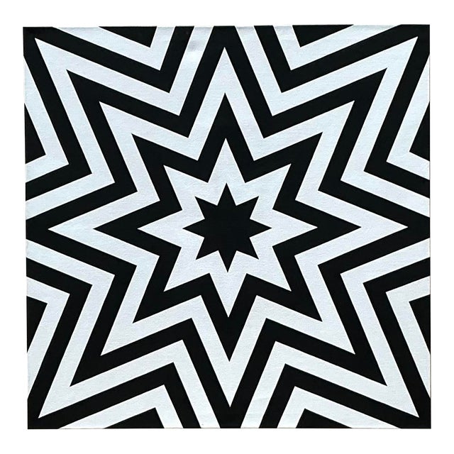 Vintage Boho Original Geometric Abstract Oil on Canvas For Sale